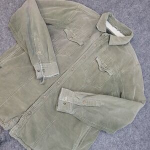 Prana Jacket Mens Medium Green Corduroy Sherpa Lined Distressed Military Outdoor
